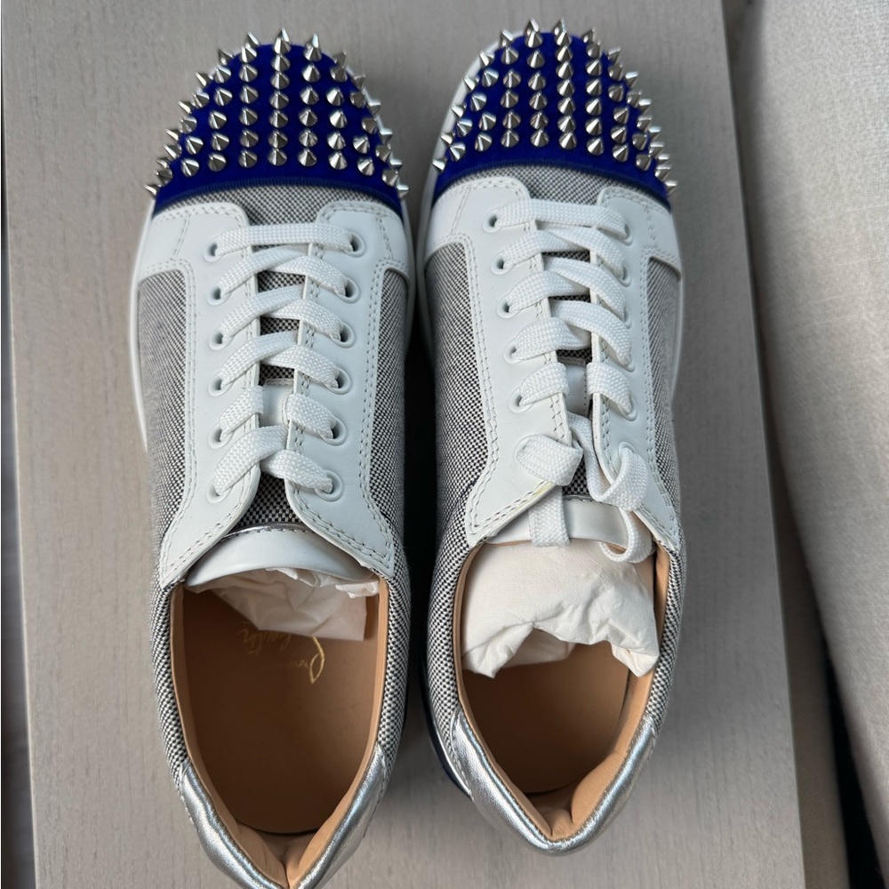 Christian Louboutin Junior Spikes Orlato Navy: Blue/White Size:9 never worn